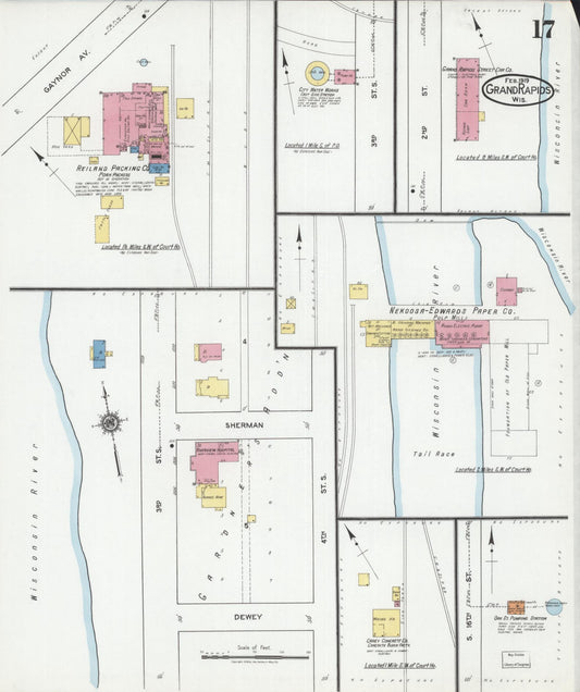 Sanborn Fire Insurance Map from Grand Rapids, Wood County, Wisconsin (1919), Sheet #0017 - Historic Sanborn Fire Insurance Map Print, vintage old map wall art, antique decor, genealogy gift, Wisconsin Wisconsin map