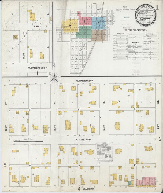 Sanborn Fire Insurance Map from Girard, Macoupin County, Illinois (1900), Sheet #0001 - Complete Map Set gallery image, historic Sanborn map, vintage wall art, Illinois Illinois