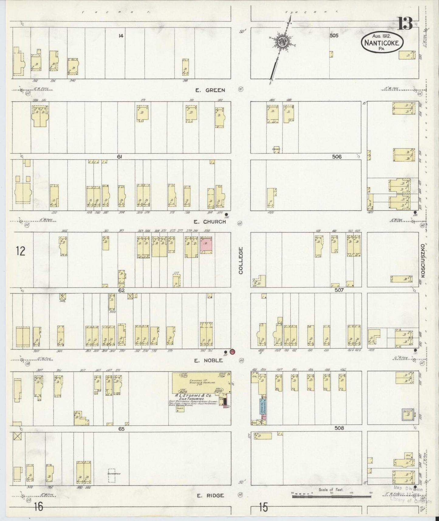 Sanborn Fire Insurance Map from Nanticoke, Luzerne County, Pennsylvania (1912), Sheet #0013 - Complete Map Set gallery image, historic Sanborn map, vintage wall art, Pennsylvania Pennsylvania