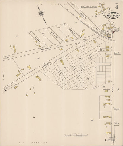 Sanborn Fire Insurance Map from Westbrook, Cumberland County, Maine (1922), Sheet #0004 - Complete Map Set gallery image, historic Sanborn map, vintage wall art, Maine Maine