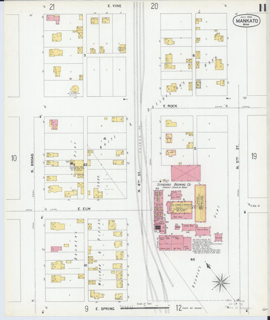 Sanborn Fire Insurance Map from Mankato, Blue Earth County, Minnesota (1900), Sheet #0011 - Historic Sanborn Fire Insurance Map Print, vintage old map wall art, antique decor, genealogy gift, Minnesota Minnesota map