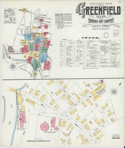 Sanborn Fire Insurance Map from Greenfield, Franklin County, Massachusetts. (1902) – Historic Sanborn Fire Insurance Map Print