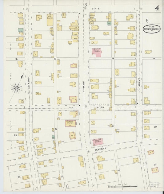 Sanborn Fire Insurance Map from Reynoldsville, Jefferson County, Pennsylvania (1896), Sheet #0004 - Historic Sanborn Fire Insurance Map Print, vintage old map wall art, antique decor, genealogy gift, Pennsylvania Pennsylvania map