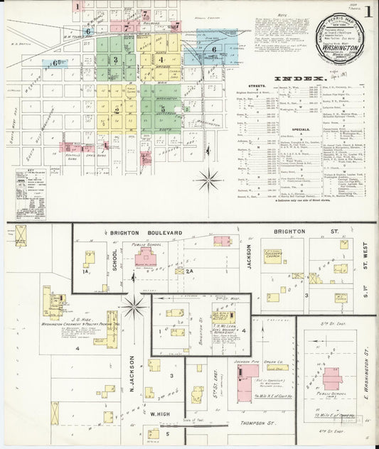 Sanborn Fire Insurance Map from Washington, Washington County, Iowa (1897), Sheet #0001 - Complete Map Set gallery image, historic Sanborn map, vintage wall art, Sanborn Fire Insurance Map from Washington Washington