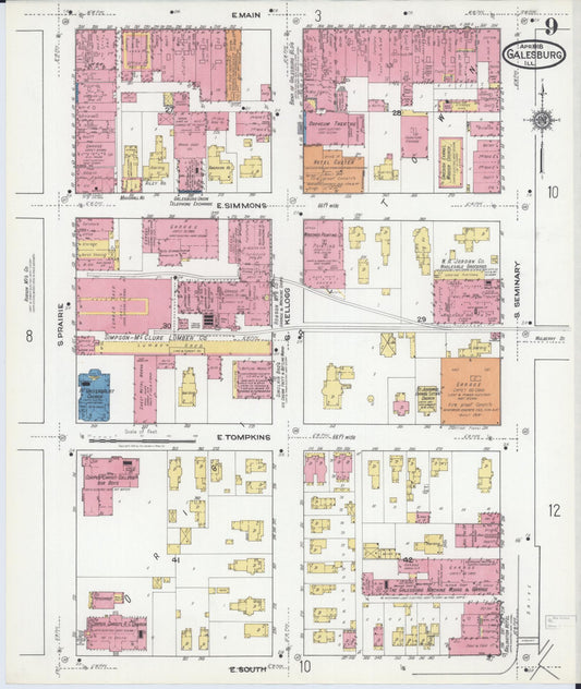 Sanborn Fire Insurance Map from Galesburg, Knox County, Illinois (1918), Sheet #0009 - Historic Sanborn Fire Insurance Map Print, vintage old map wall art, antique decor, genealogy gift, Illinois Illinois map