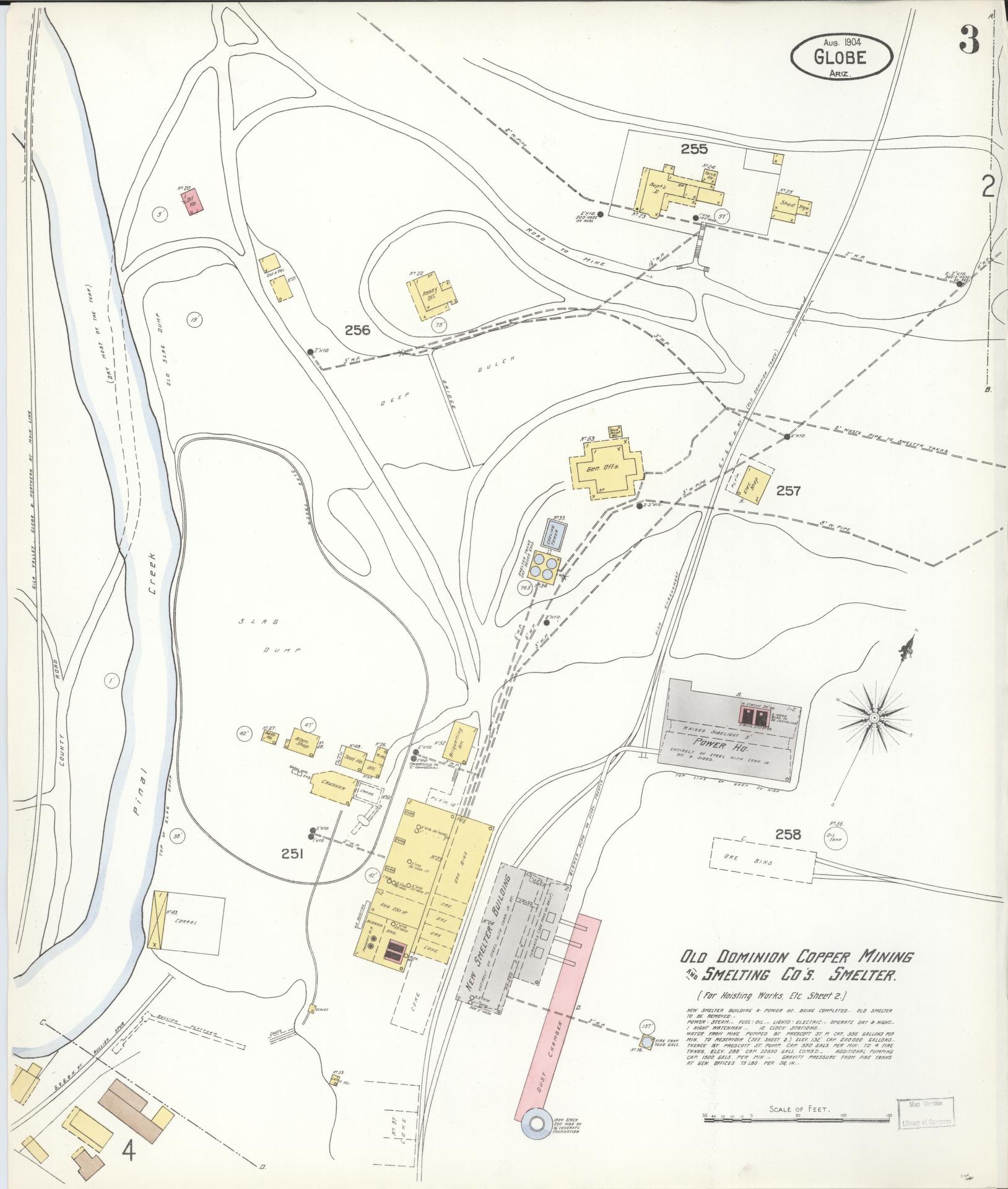 Sanborn Fire Insurance Map from Globe, Gila County, Arizona (1904), Sheet #0003 - Historic Sanborn Fire Insurance Map Print, vintage old map wall art, antique decor, genealogy gift, Arizona Arizona map