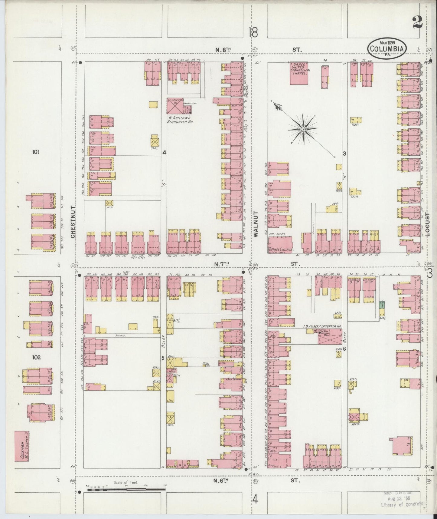 Sanborn Fire Insurance Map from Columbia, Lancaster County, Pennsylvania (1899), Sheet #0002 - Historic Sanborn Fire Insurance Map Print, vintage old map wall art, antique decor, genealogy gift, Pennsylvania Pennsylvania map