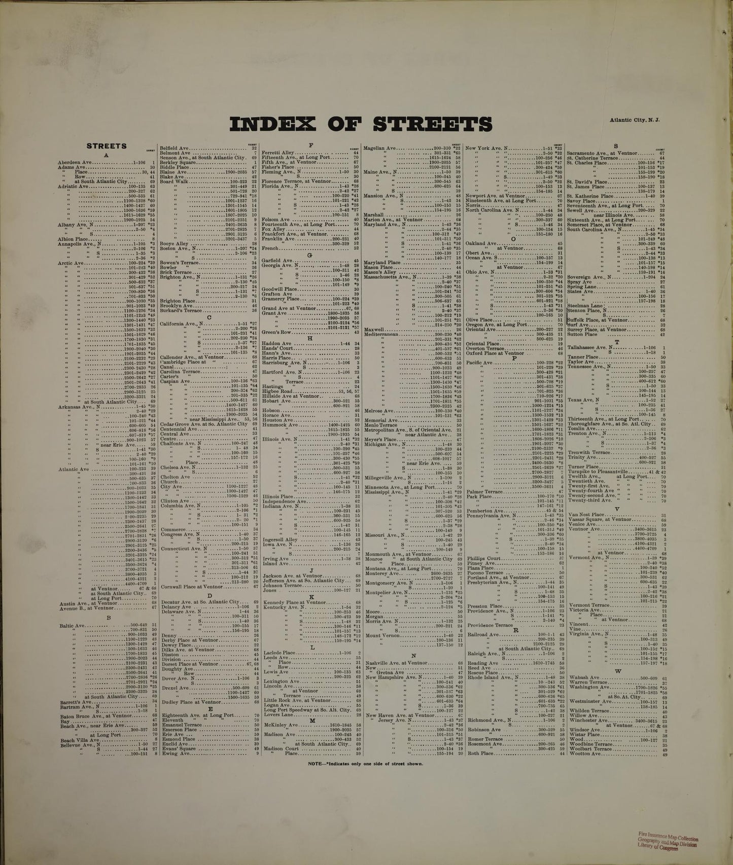 Sanborn Fire Insurance Map from Atlantic City, Atlantic County, New Jersey. (1906) – Historic Sanborn Fire Insurance Map Print