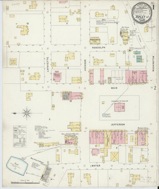Sanborn Fire Insurance Map from Ripley, Lauderdale County, Tennessee (1896), Sheet #0001 - Historic Sanborn Fire Insurance Map Print, vintage old map wall art, antique decor, genealogy gift, Tennessee Tennessee map
