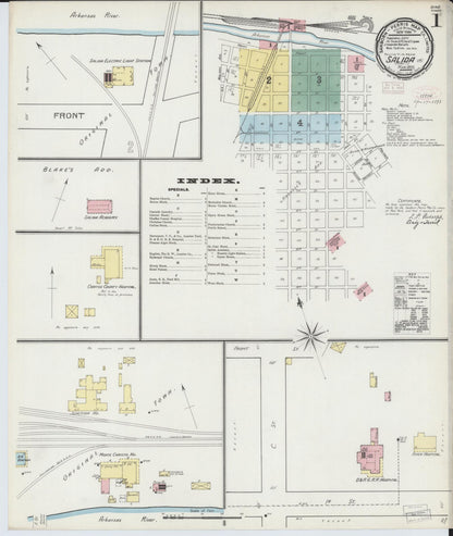 Sanborn Fire Insurance Map from Salida, Chaffee County, Colorado (1893), Sheet #0001 - Complete Map Set gallery image, historic Sanborn map, vintage wall art, Colorado Colorado