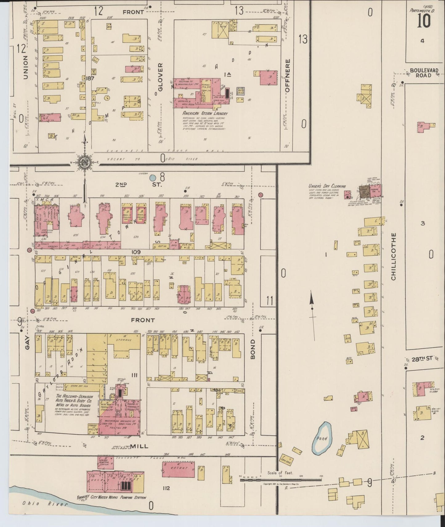 Sanborn Fire Insurance Map from Portsmouth, Scioto County, Ohio (1921), Sheet #0010 - Complete Map Set gallery image, historic Sanborn map, vintage wall art, Ohio Ohio