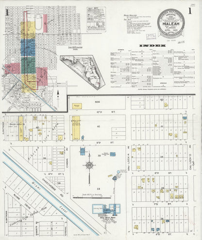 Sanborn Fire Insurance Map from Hialeah, Dade County, Florida (1926), Sheet #0001 - Complete Map Set gallery image, historic Sanborn map, vintage wall art, Florida Florida