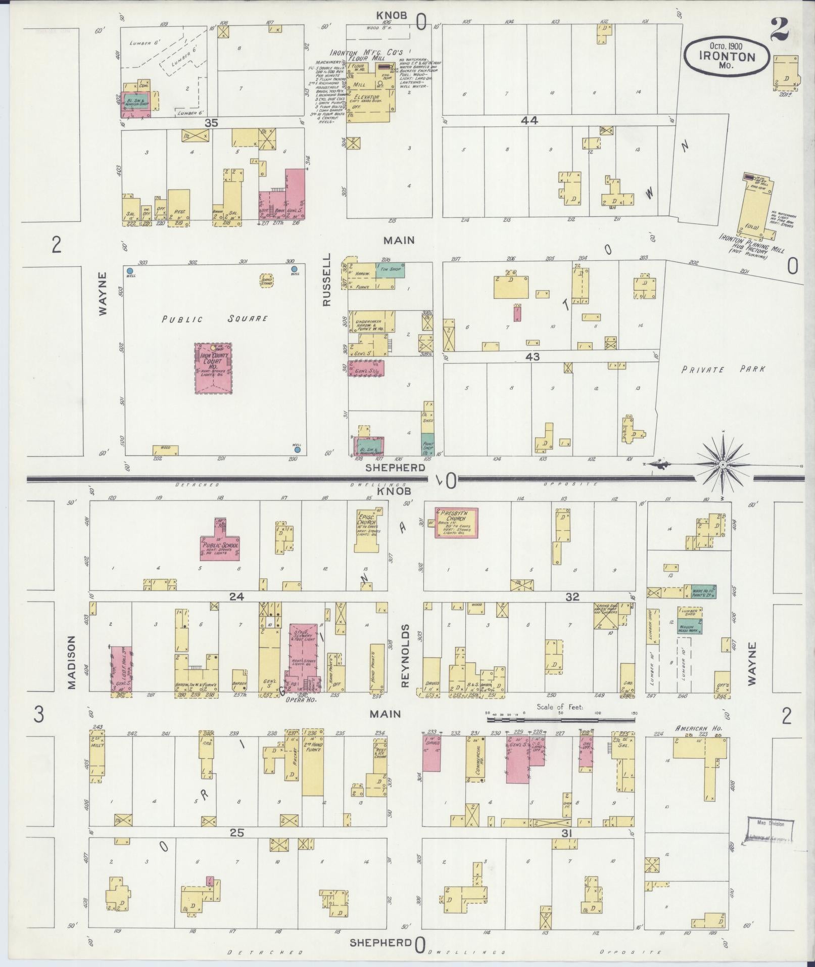 Sanborn Fire Insurance Map from Ironton, Iron County, Missouri (1900), Sheet #0002 - Complete Map Set gallery image, historic Sanborn map, vintage wall art, Missouri Missouri