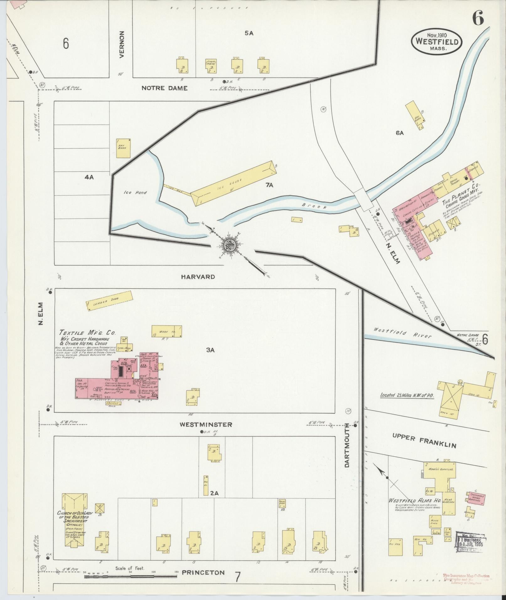 Sanborn Fire Insurance Map from Westfield, Hampden County, Massachusetts (1910), Sheet #0006 - Complete Map Set gallery image, historic Sanborn map, vintage wall art, Massachusetts Massachusetts