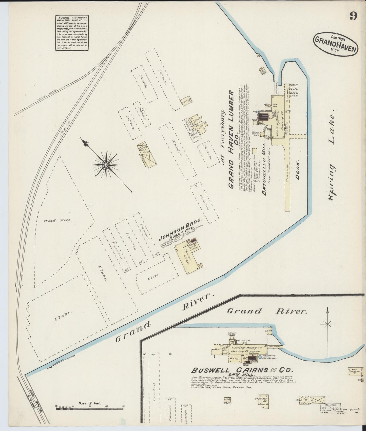 Sanborn Fire Insurance Map from Grand Haven, Ottawa County, Michigan (1883), Sheet #0009 - Complete Map Set gallery image, historic Sanborn map, vintage wall art, Michigan Michigan