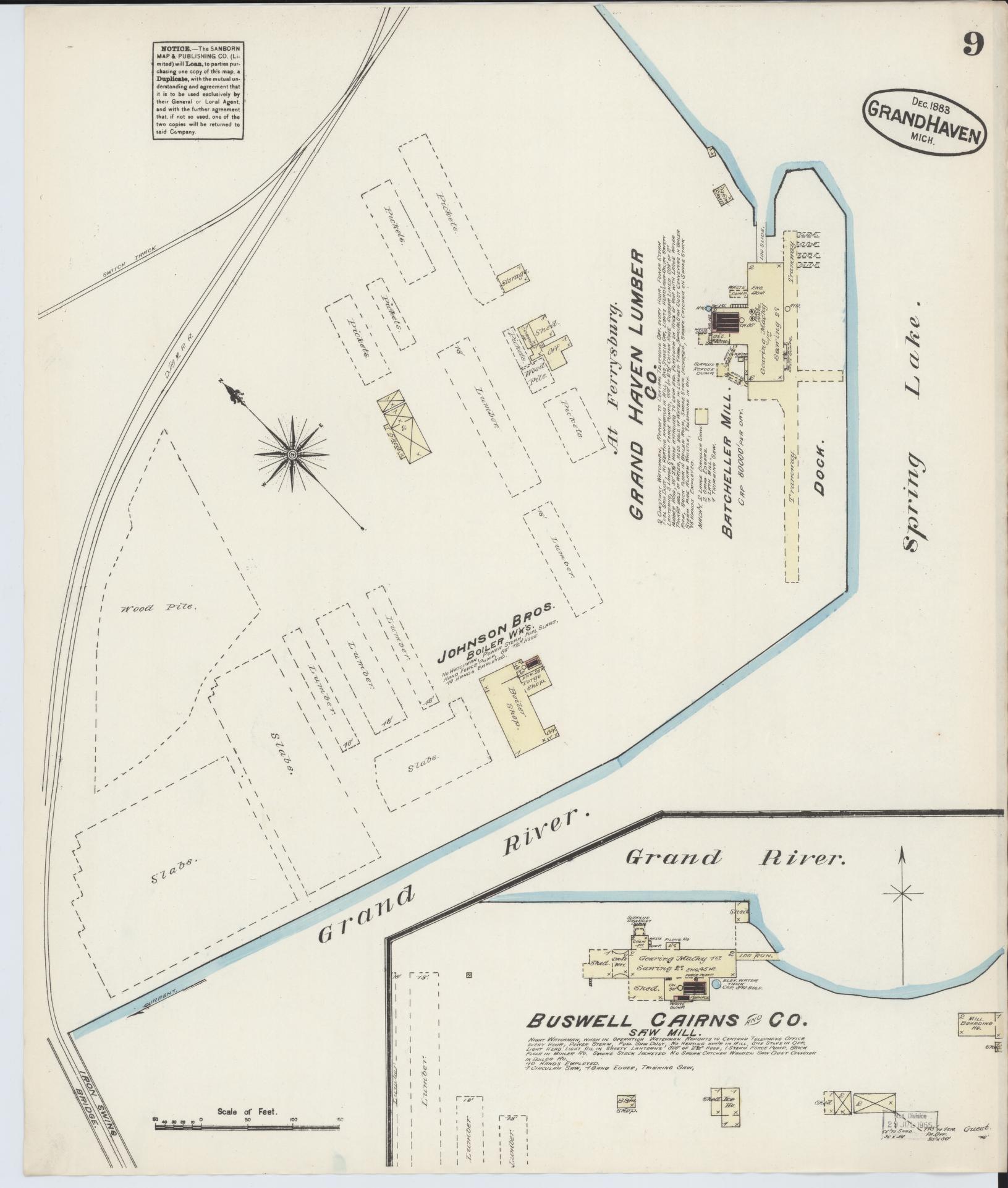 Sanborn Fire Insurance Map from Grand Haven, Ottawa County, Michigan (1883), Sheet #0009 - Complete Map Set gallery image, historic Sanborn map, vintage wall art, Michigan Michigan