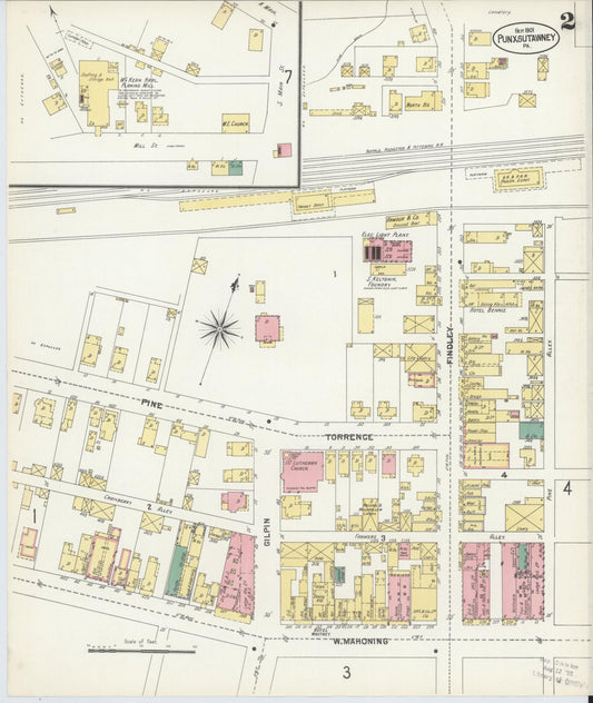Sanborn Fire Insurance Map from Punxsutawney, Jefferson County, Pennsylvania (1901), Sheet #0002 - Historic Sanborn Fire Insurance Map Print, vintage old map wall art, antique decor, genealogy gift, Pennsylvania Pennsylvania map