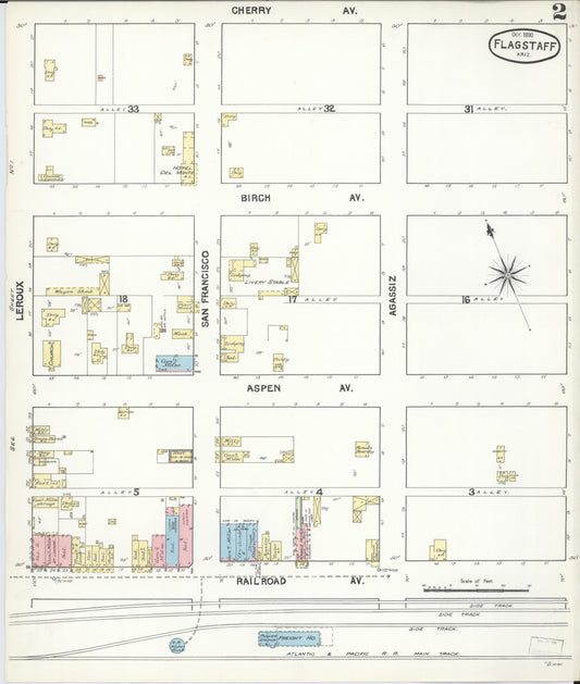 Sanborn Fire Insurance Map from Flagstaff, Coconino County, Arizona (1890), Sheet #0002 - Historic Sanborn Fire Insurance Map Print, vintage old map wall art, antique decor, genealogy gift, Arizona Arizona map