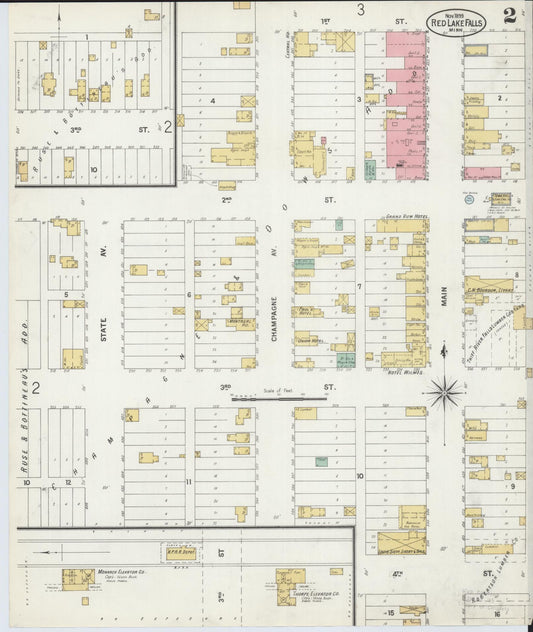 Sanborn Fire Insurance Map from Red Lake Falls, Red Lake County, Minnesota (1899), Sheet #0002 - Historic Sanborn Fire Insurance Map Print, vintage old map wall art, antique decor, genealogy gift, Minnesota Minnesota map