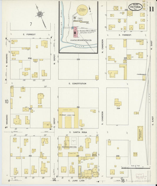 Sanborn Fire Insurance Map from Victoria, Victoria County, Texas (1912), Sheet #0011 - Historic Sanborn Fire Insurance Map Print, vintage old map wall art, antique decor, genealogy gift, Texas Texas map