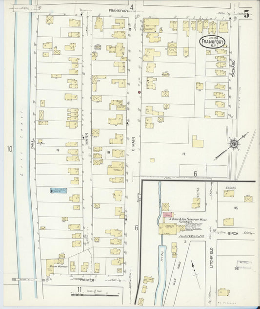 Sanborn Fire Insurance Map from Frankfort, Herkimer County, New York (1914), Sheet #0005 - Historic Sanborn Fire Insurance Map Print, vintage old map wall art, antique decor, genealogy gift, New York New York map