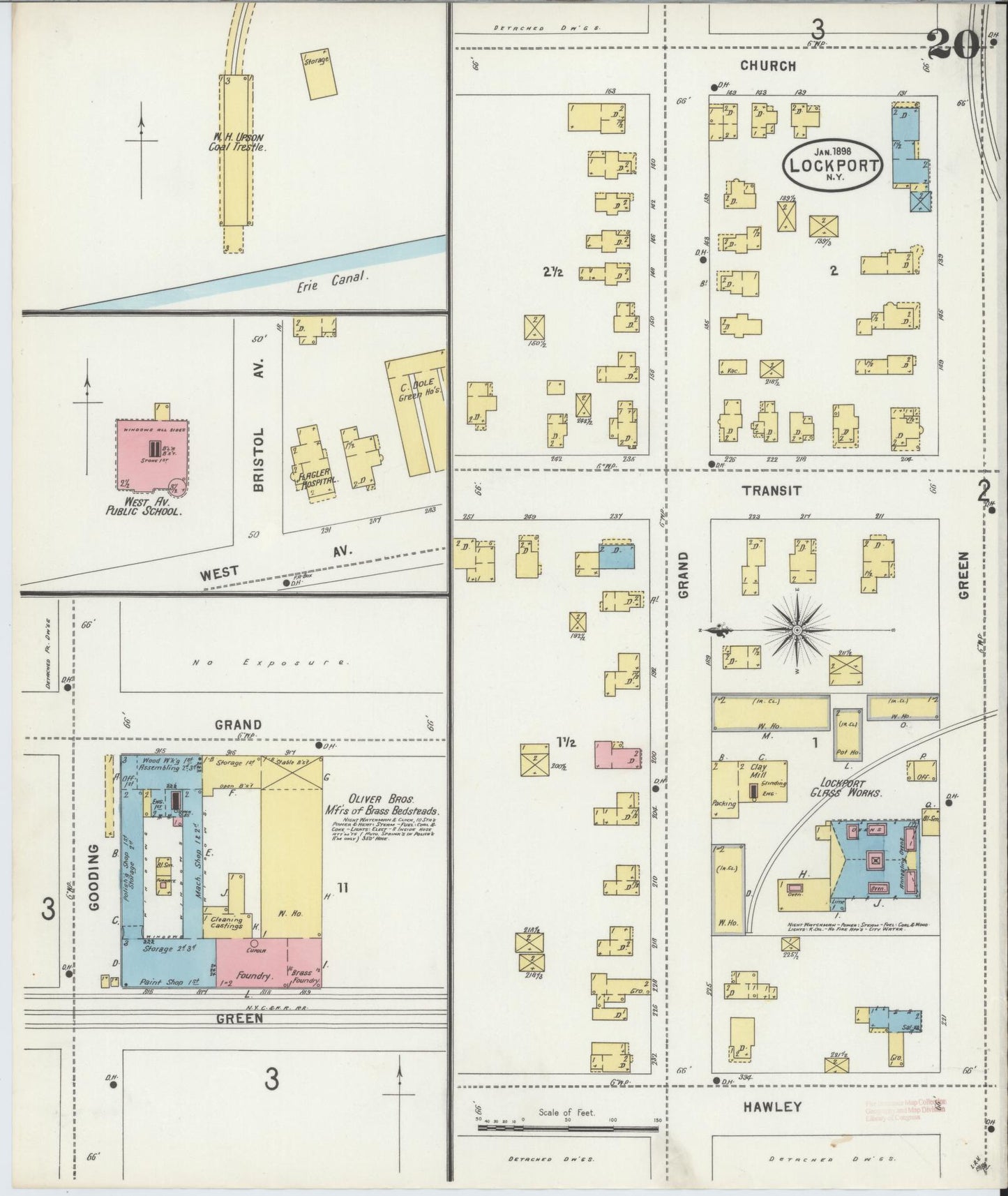 Sanborn Fire Insurance Map from Lockport, Niagara County, New York (1898), Sheet #0020 - Complete Map Set gallery image, historic Sanborn map, vintage wall art, New York New York