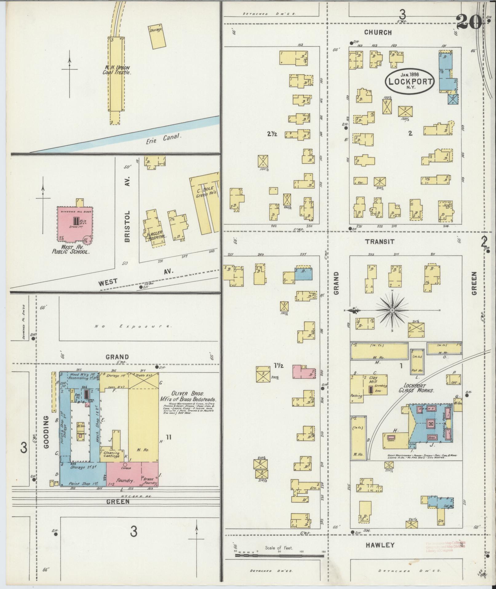 Sanborn Fire Insurance Map from Lockport, Niagara County, New York (1898), Sheet #0020 - Complete Map Set gallery image, historic Sanborn map, vintage wall art, New York New York