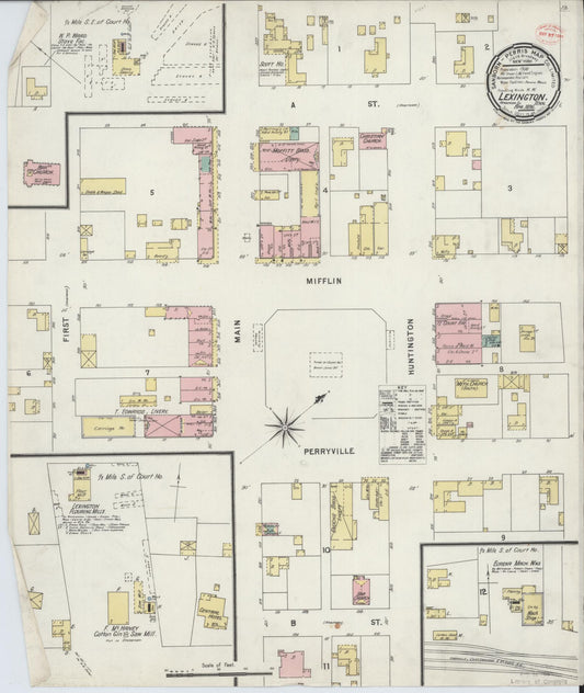 Sanborn Fire Insurance Map from Lexington, Henderson County, Tennessee (1896), Sheet #0001 - Historic Sanborn Fire Insurance Map Print, vintage old map wall art, antique decor, genealogy gift, Tennessee Tennessee map