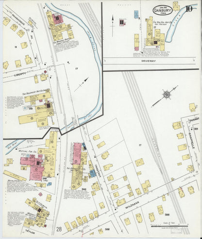 Sanborn Fire Insurance Map from Danbury, Fairfield County, Connecticut (1919), Sheet #0010 - Complete Map Set gallery image, historic Sanborn map, vintage wall art, Connecticut Connecticut