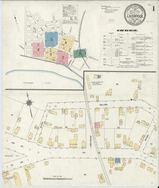 Sanborn Fire Insurance Map from Liverpool, Onondaga County, New York (1911), Sheet #0001 - Complete Map Set gallery image, historic Sanborn map, vintage wall art, New York New York