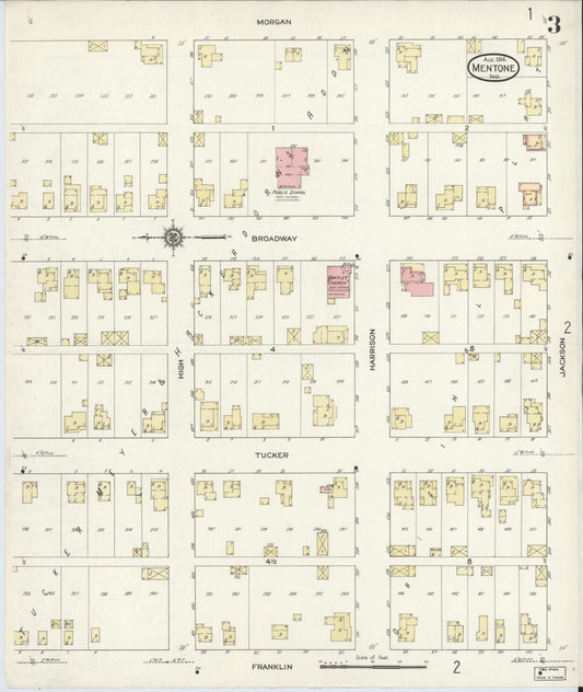 Sanborn Fire Insurance Map from Mentone, Kosciusko County, Indiana (1914), Sheet #0003 - Historic Sanborn Fire Insurance Map Print, vintage old map wall art, antique decor, genealogy gift, Indiana Indiana map