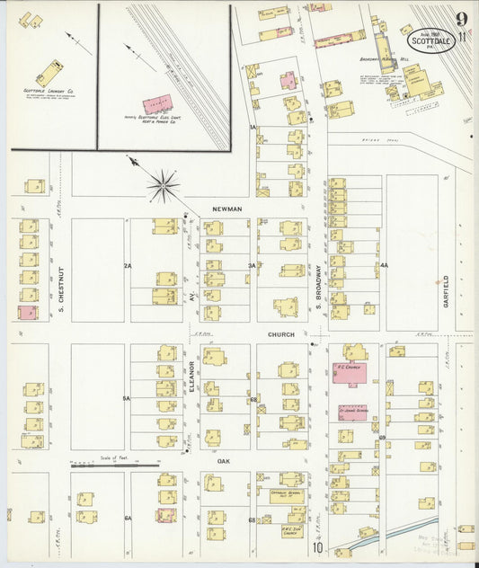 Sanborn Fire Insurance Map from Scottdale, Westmoreland County, Pennsylvania (1908), Sheet #0009 - Historic Sanborn Fire Insurance Map Print, vintage old map wall art, antique decor, genealogy gift, Pennsylvania Pennsylvania map
