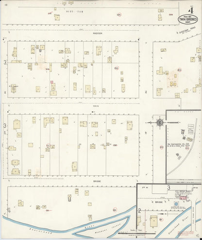 Sanborn Fire Insurance Map from Twin Bridges, Madison County, Montana (1927), Sheet #0004 - Complete Map Set gallery image, historic Sanborn map, vintage wall art, Montana Montana