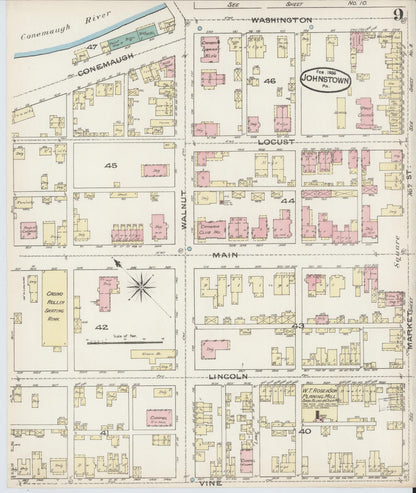 Sanborn Fire Insurance Map from Johnstown, Cambria County, Pennsylvania (1886), Sheet #0009 - Complete Map Set gallery image, historic Sanborn map, vintage wall art, Pennsylvania Pennsylvania