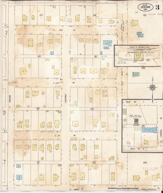 Sanborn Fire Insurance Map from Jerome, Jerome County, Idaho (1949), Sheet #0003 - Historic Sanborn Fire Insurance Map Print, vintage old map wall art, antique decor, genealogy gift, Idaho Idaho map