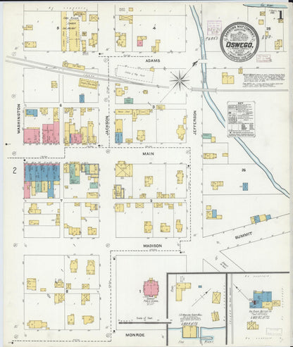 Sanborn Fire Insurance Map from Oswego, Kendall County, Illinois (1905), Sheet #0001 - Complete Map Set gallery image, historic Sanborn map, vintage wall art, Illinois Illinois