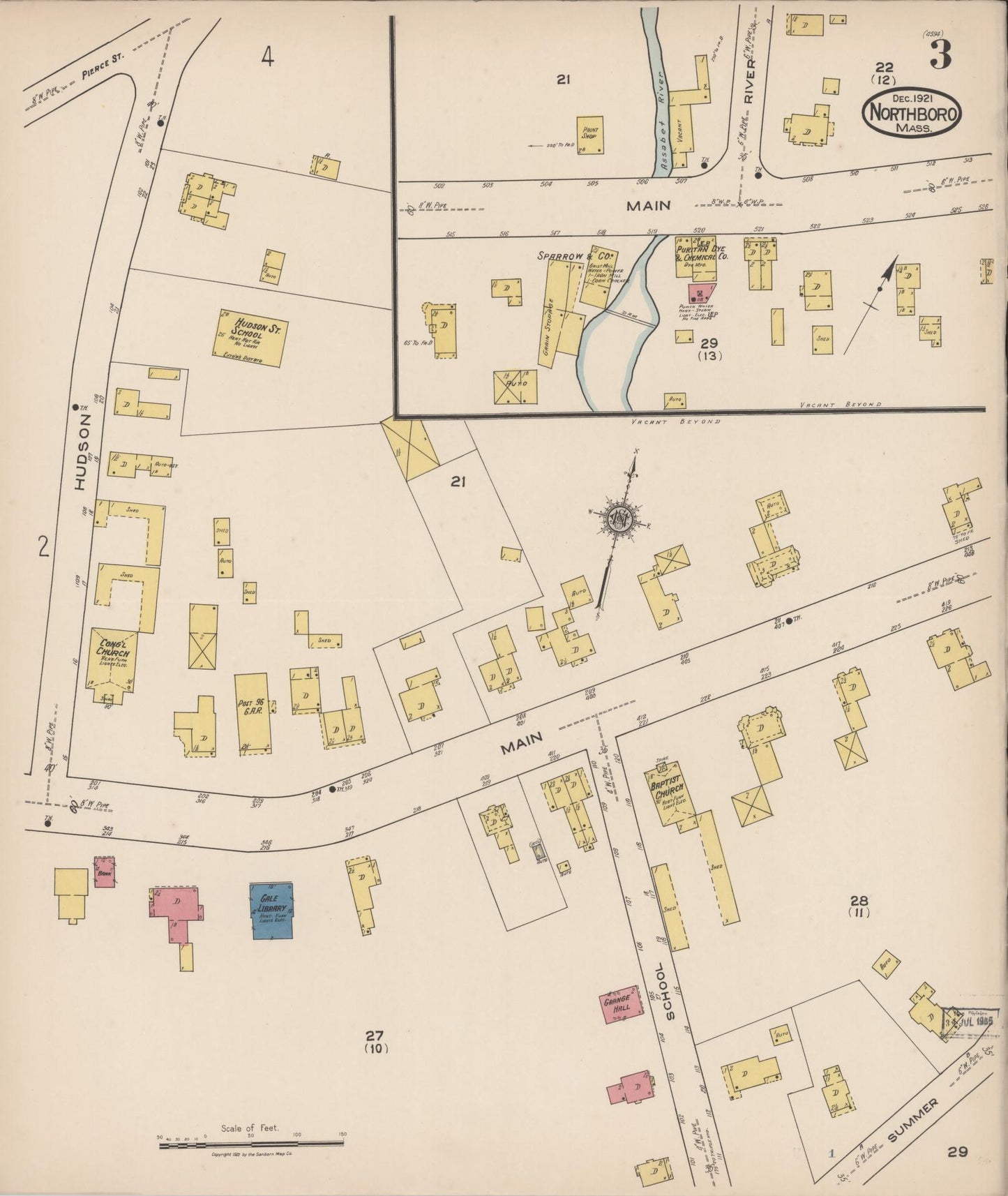 Sanborn Fire Insurance Map from Northboro, Worcester County, Massachusetts (1921), Sheet #0003 - Complete Map Set gallery image, historic Sanborn map, vintage wall art, Massachusetts Massachusetts
