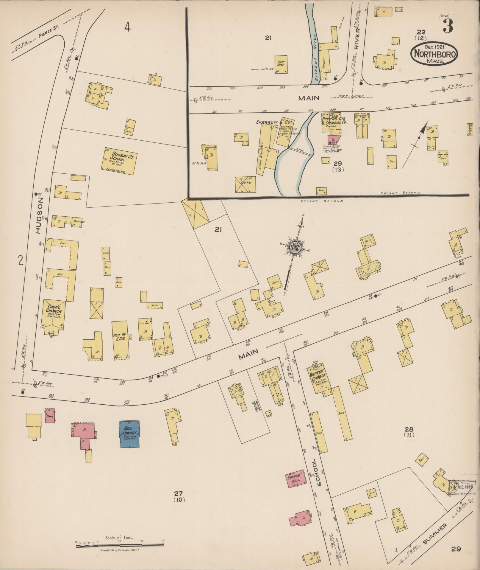 Sanborn Fire Insurance Map from Northboro, Worcester County, Massachusetts (1921), Sheet #0003 - Complete Map Set gallery image, historic Sanborn map, vintage wall art, Massachusetts Massachusetts