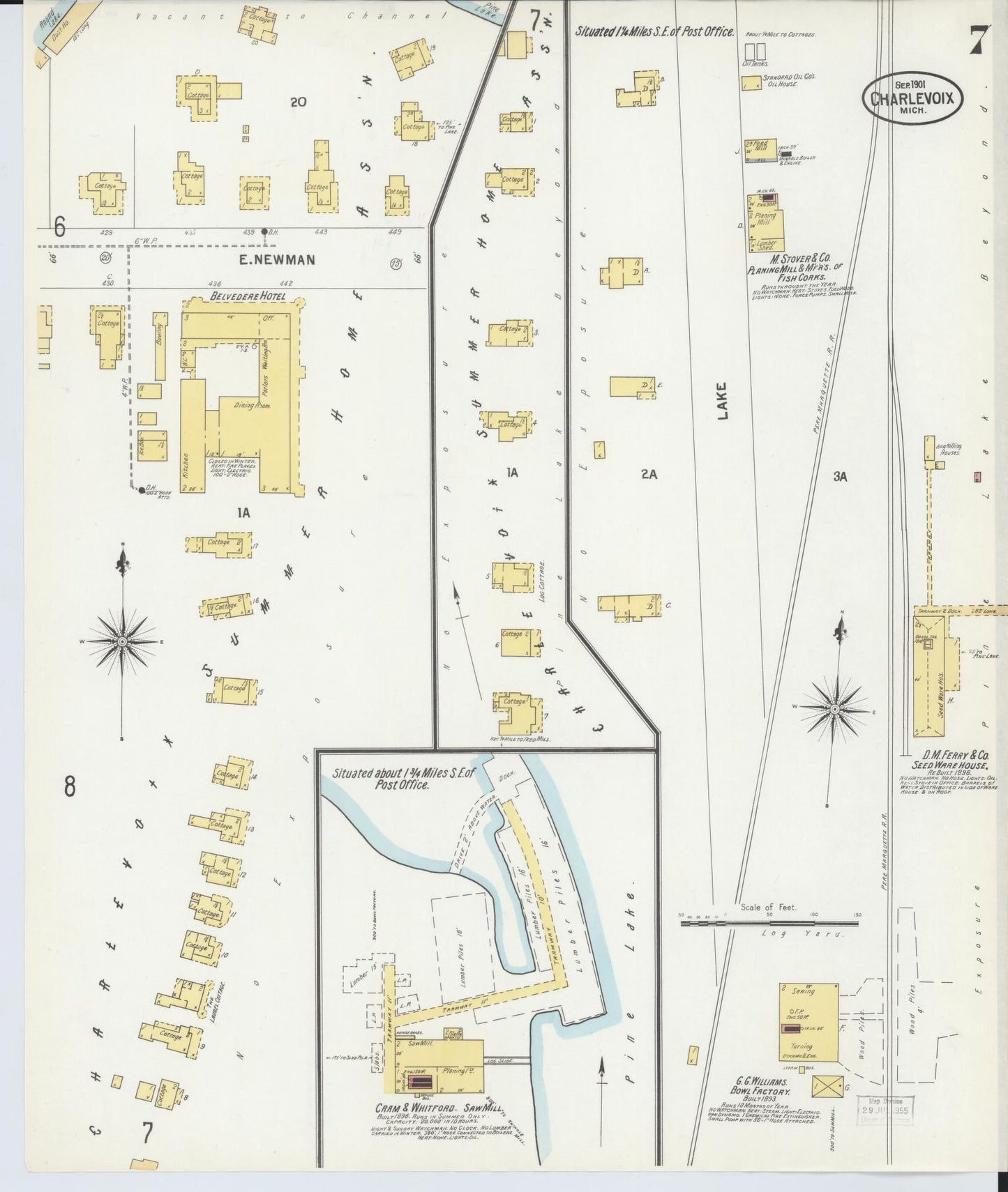 Sanborn Fire Insurance Map from Charlevoix, Charlevoix County, Michigan (1901), Sheet #0007 - Complete Map Set gallery image, historic Sanborn map, vintage wall art, Michigan Michigan