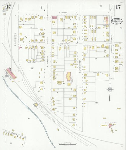 Sanborn Fire Insurance Map from Eufaula, Barbour County, Alabama (1930), Sheet #0017 - Complete Map Set gallery image, historic Sanborn map, vintage wall art, Alabama Alabama