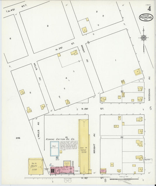 Sanborn Fire Insurance Map from Kerens, Navarro County, Texas (1921), Sheet #0004 - Historic Sanborn Fire Insurance Map Print, vintage old map wall art, antique decor, genealogy gift, Texas Texas map