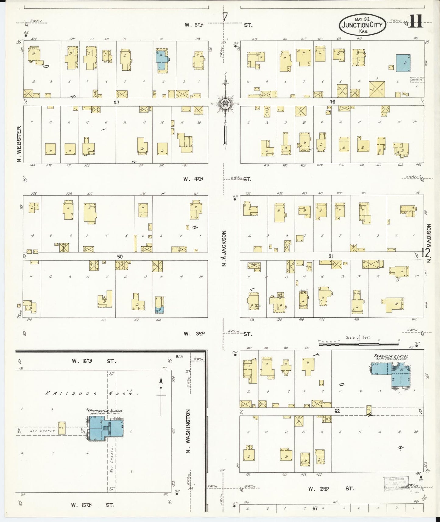 Sanborn Fire Insurance Map from Junction City, Geary County, Kansas (1912), Sheet #0011 - Complete Map Set gallery image, historic Sanborn map, vintage wall art, Kansas Kansas