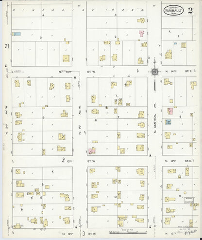 Sanborn Fire Insurance Map from Faribault, Rice County, Minnesota (1914), Sheet #0002 - Historic Sanborn Fire Insurance Map Print, vintage old map wall art, antique decor, genealogy gift, Minnesota Minnesota map