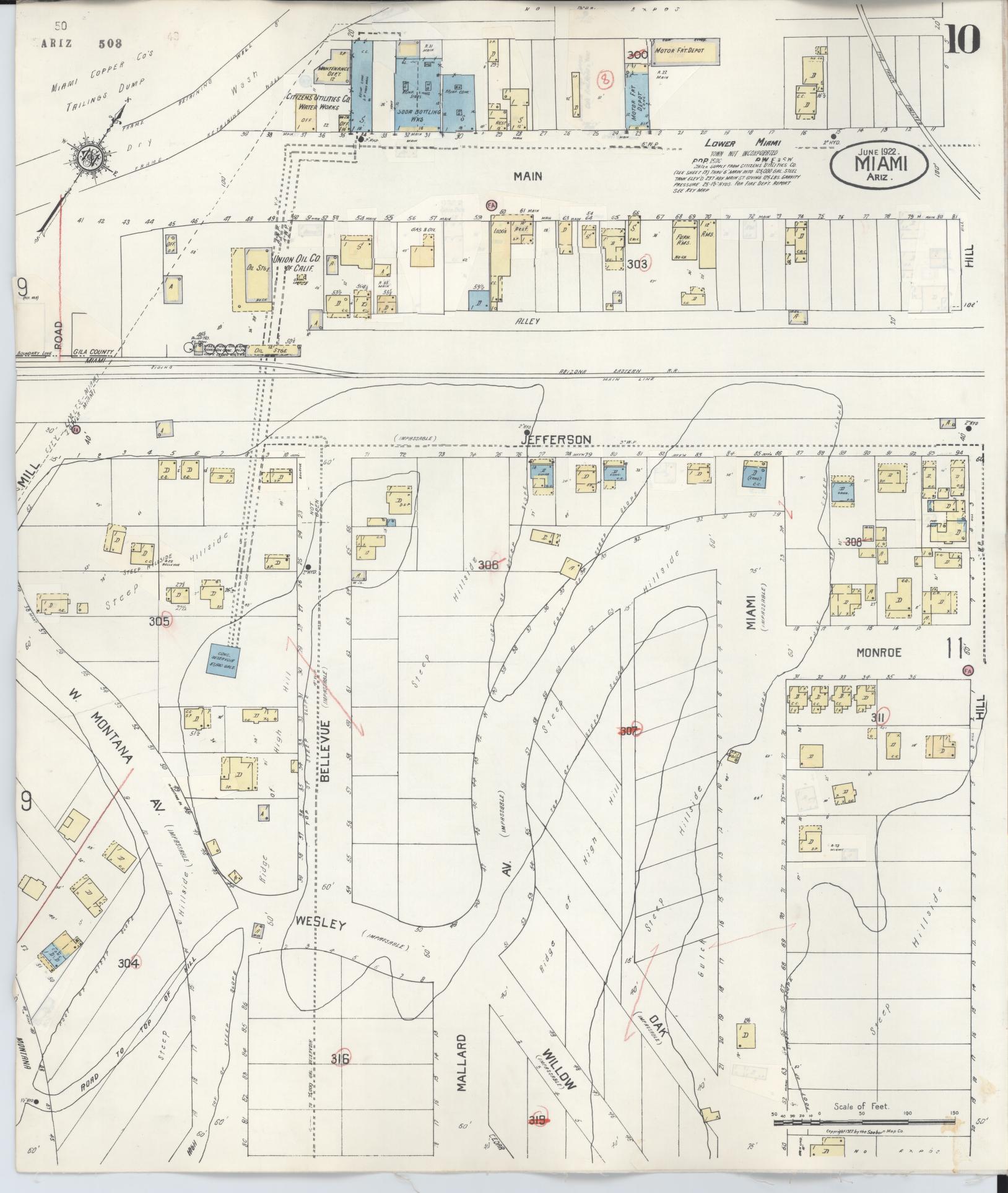 Sanborn Fire Insurance Map from Miami, Gila County, Arizona (1948), Sheet #0010 - Complete Map Set gallery image, historic Sanborn map, vintage wall art, Arizona Arizona
