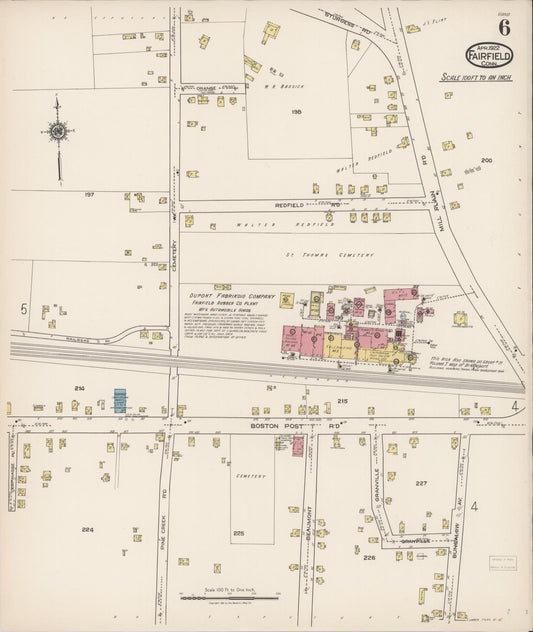 Sanborn Fire Insurance Map from Fairfield, Fairfield County, Connecticut (1922), Sheet #0006 - Historic Sanborn Fire Insurance Map Print, vintage old map wall art, antique decor, genealogy gift, Connecticut Connecticut map