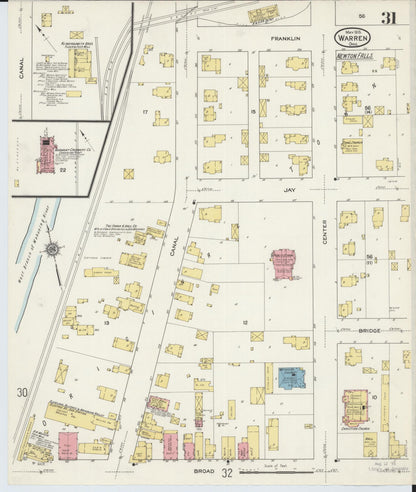 Sanborn Fire Insurance Map from Warren, Trumbull County, Ohio (1915), Sheet #0031 - Historic Sanborn Fire Insurance Map Print, vintage old map wall art, antique decor, genealogy gift, Ohio Ohio map