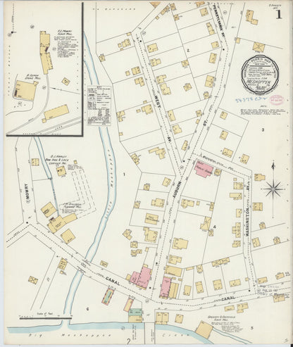 Sanborn Fire Insurance Map from Meshoppen, Wyoming County, Pennsylvania (1897), Sheet #0001 - Complete Map Set gallery image, historic Sanborn map, vintage wall art, Meshoppen Wyoming