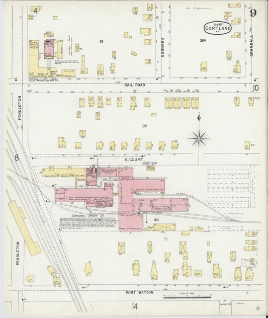 Sanborn Fire Insurance Map from Cortland, Cortland County, New York (1897), Sheet #0009 - Historic Sanborn Fire Insurance Map Print, vintage old map wall art, antique decor, genealogy gift, New York New York map