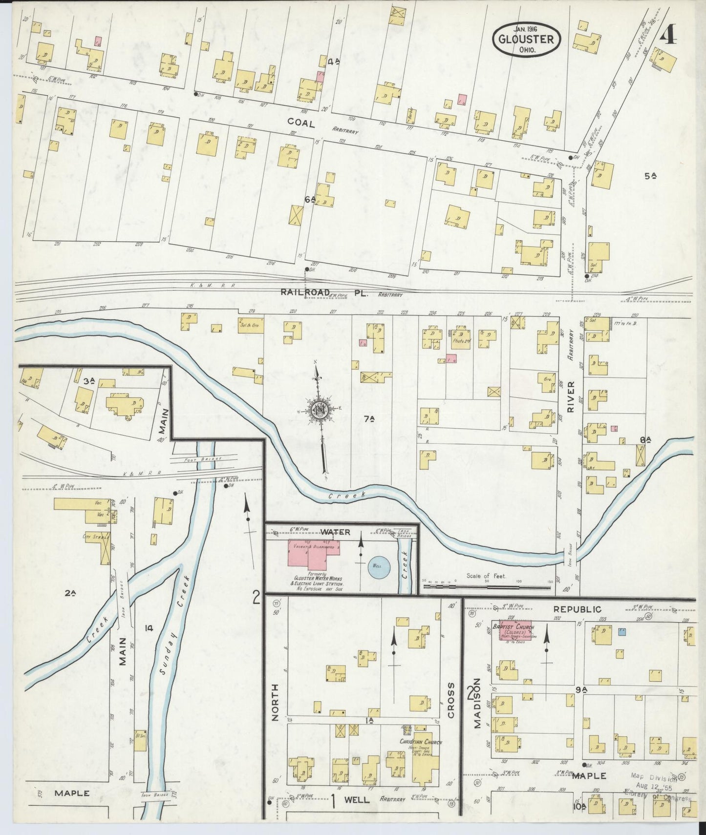 Sanborn Fire Insurance Map from Glouster, Athens County, Ohio (1912), Sheet #0004 - Historic Sanborn Fire Insurance Map Print, vintage old map wall art, antique decor, genealogy gift, Ohio Ohio map