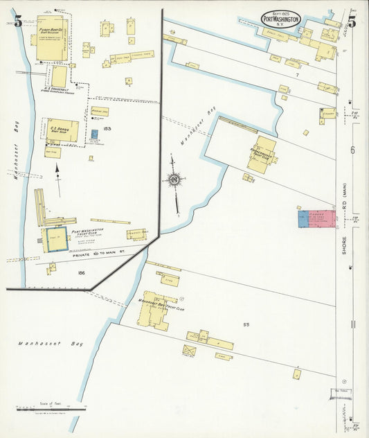 Sanborn Fire Insurance Map from Port Washington, Nassau County, New York (1925), Sheet #0005 - Historic Sanborn Fire Insurance Map Print, vintage old map wall art, antique decor, genealogy gift, New York New York map